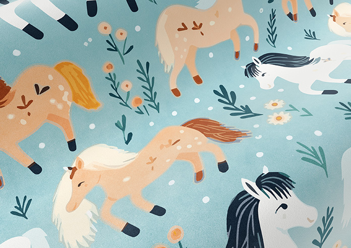 Pony Pals, Turquoise - Roman Blind - Image 4